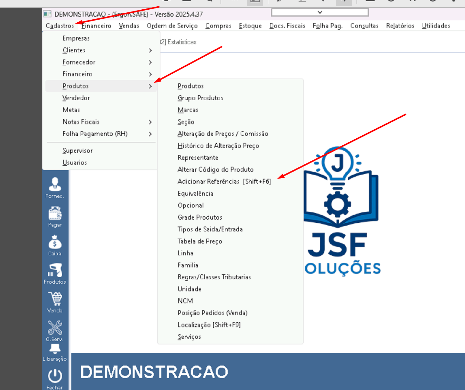 Acesso ao menu