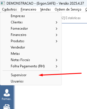 Menu Cadastro Supervisor