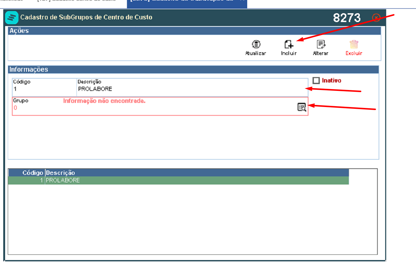 Preencher subgrupo
