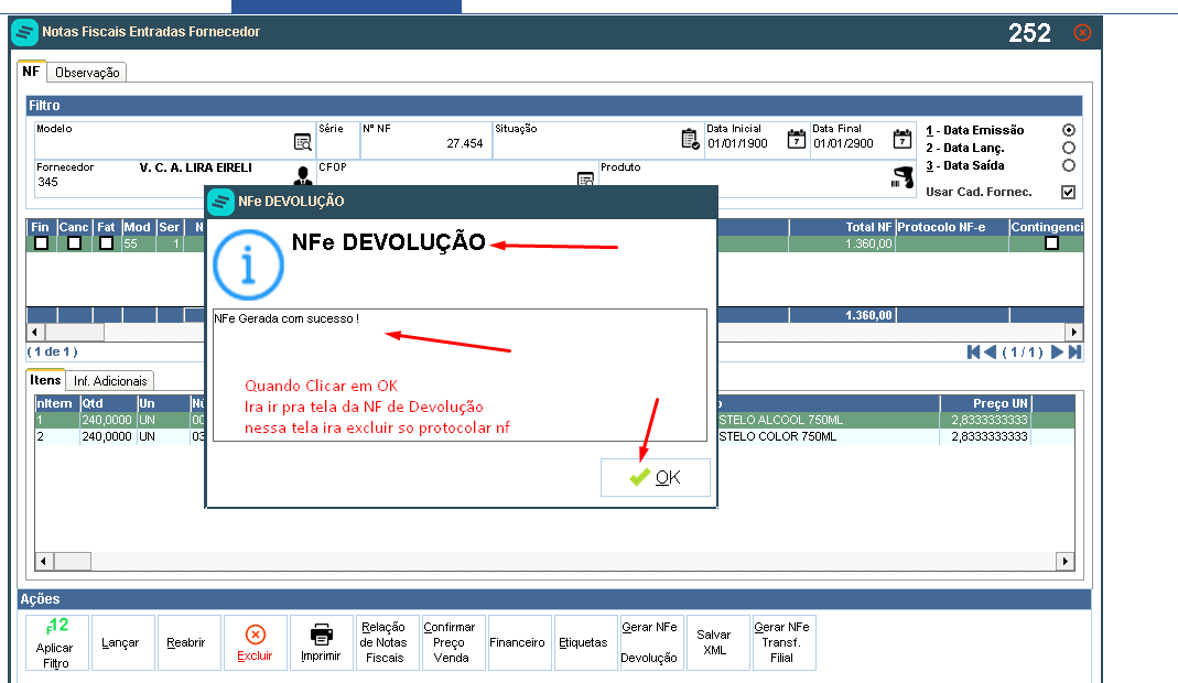 CFOP devolução