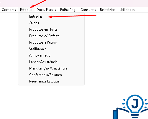 Menu Estoque > Entradas