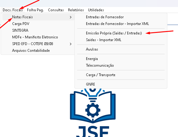 Menu Emissão Própria