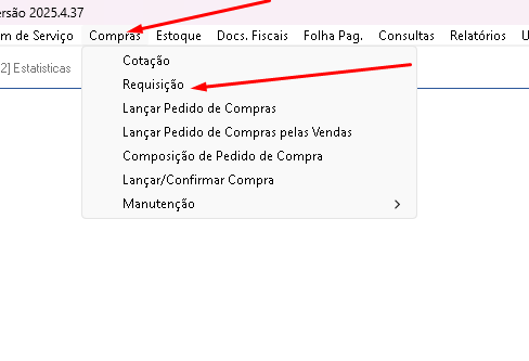 Menu Compras > Requisição