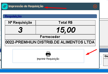 Impressão da Requisição