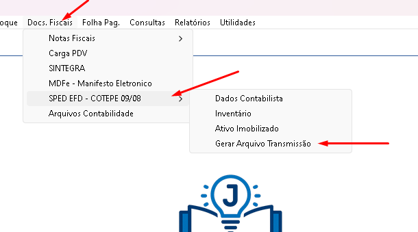 Menu Gerar Arquivo Transmissão