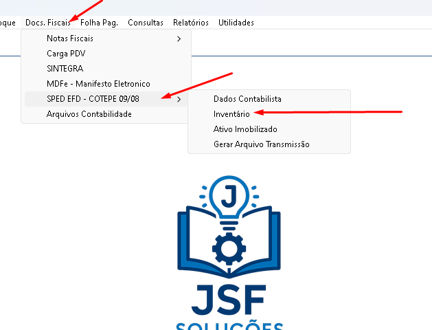 Menu Inventário SPED