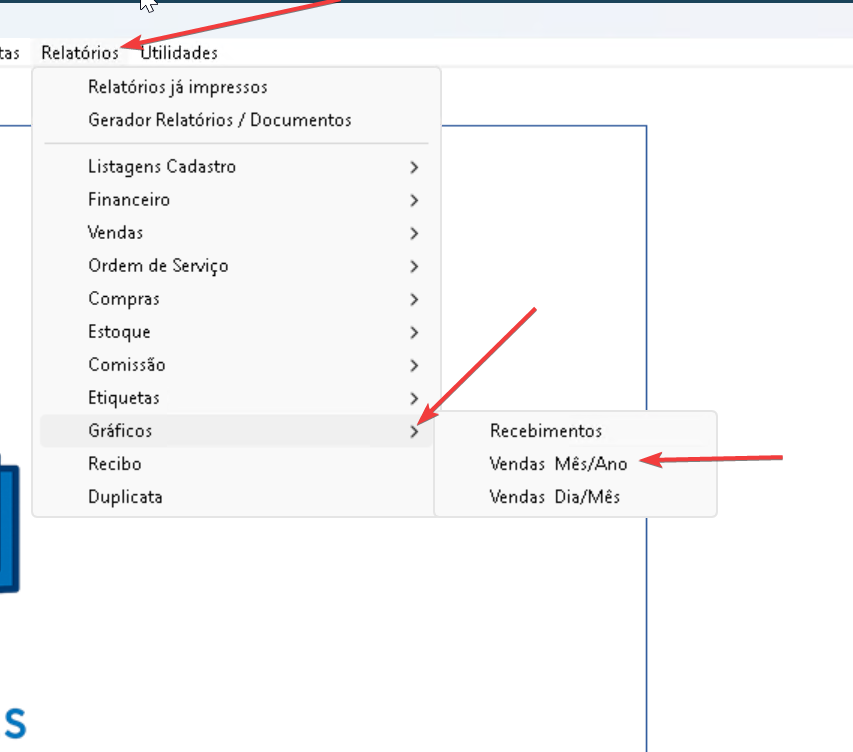Menu de Acesso - Gráfico Vendas